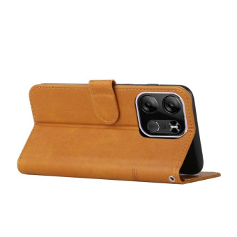 For Tecno Pop 7 Pro Stitching Calf Texture Buckle Leather Phone Case(Yellow)
