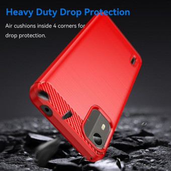 For Nokia C12 Pro Brushed Texture Carbon Fiber TPU Phone Case(Red)