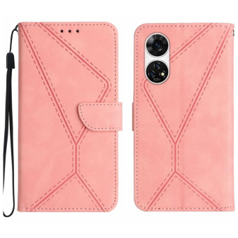 For ZTE Anshin Family A303ZT Stitching Embossed Leather Phone Case(Pink)