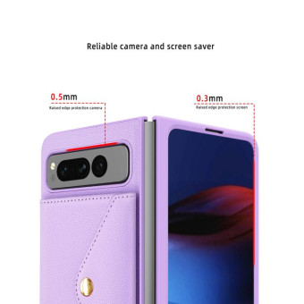 For Google Pixel Fold Litchi Texture Integrated Phone Case with Card Bag(Purple)
