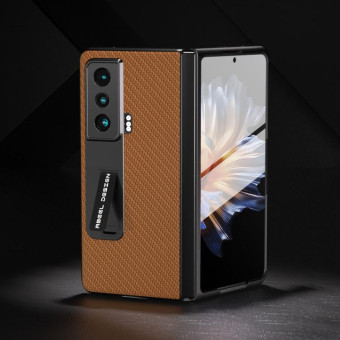 For Honor Magic Vs Carbon Fiber Texture Integrated Protective Phone Case with Holder(Dark Brown)