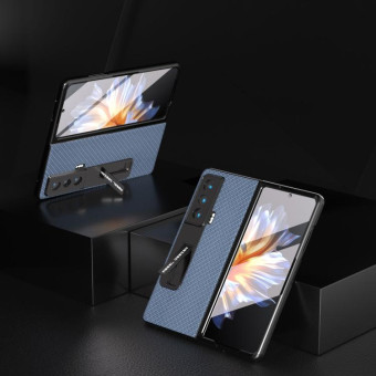 For Honor Magic Vs Carbon Fiber Texture Integrated Protective Phone Case with Holder(Light Blue)