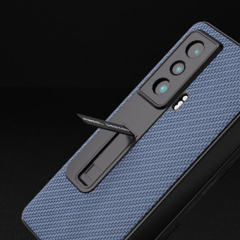 For Honor Magic Vs Carbon Fiber Texture Integrated Protective Phone Case with Holder(Light Blue)