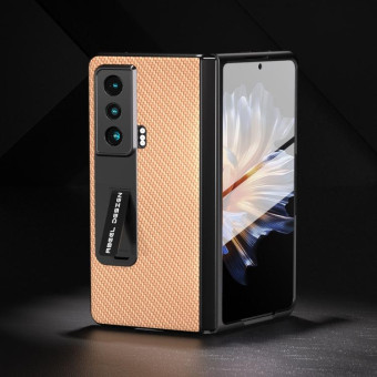 For Honor Magic Vs Carbon Fiber Texture Integrated Protective Phone Case with Holder(Gold)