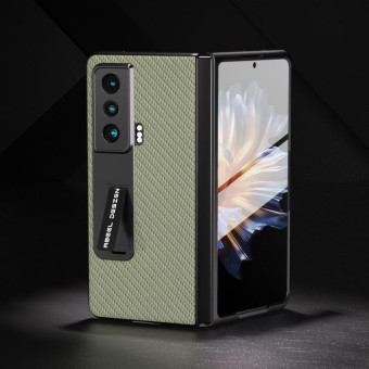 For Honor Magic Vs Carbon Fiber Texture Integrated Protective Phone Case with Holder(Green)