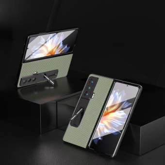 For Honor Magic Vs Carbon Fiber Texture Integrated Protective Phone Case with Holder(Green)