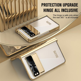 For Google Pixel Fold Integrated Electroplating Folding Phone Case with Hinge(Tyrant Gold)
