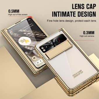 For Google Pixel Fold Integrated Electroplating Folding Phone Case with Hinge(Tyrant Gold)