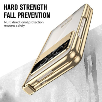 For Google Pixel Fold Integrated Electroplating Folding Phone Case with Hinge(Tyrant Gold)