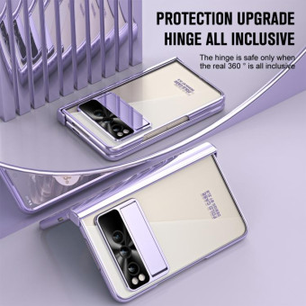 For Google Pixel Fold Integrated Electroplating Folding Phone Case with Hinge(Purple)