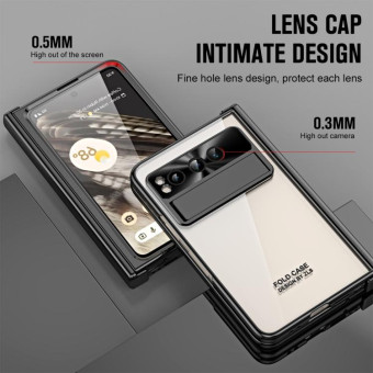 For Google Pixel Fold Integrated Electroplating Folding Phone Case with Pen Slot(Black)