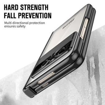 For Google Pixel Fold Integrated Electroplating Folding Phone Case with Pen Slot(Black)