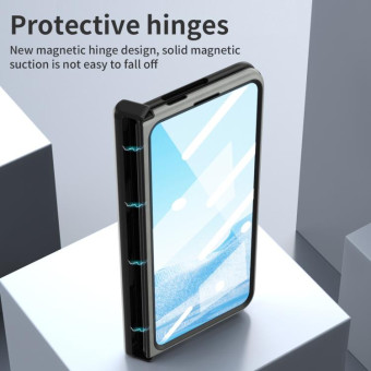 For Google Pixel Fold Integrated Napa Texture All-inclusive Phone Case with Hinge(White)