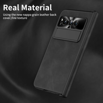 For Google Pixel Fold Integrated Napa Texture All-inclusive Phone Case with Hinge(Black)