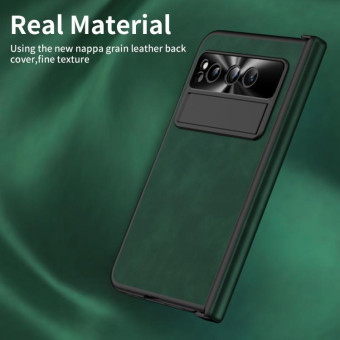 For Google Pixel Fold Integrated Napa Texture All-inclusive Phone Case with Hinge(Green)