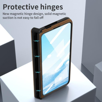 For Google Pixel Fold Integrated Napa Texture All-inclusive Phone Case with Hinge(Brown)
