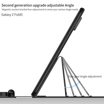 For Samsung Galaxy Z Fold5 GKK Gear Adjustment Bluetooth Keyboard + Pen + Mouse + Case Set(Carbon Fibre)