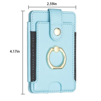BFK03 Metal Ring Card Bag Mobile Phone Back Sticker(Blue)