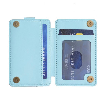 BFK03 Metal Ring Card Bag Mobile Phone Back Sticker(Blue)