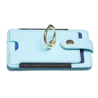 BFK03 Metal Ring Card Bag Mobile Phone Back Sticker(Blue)