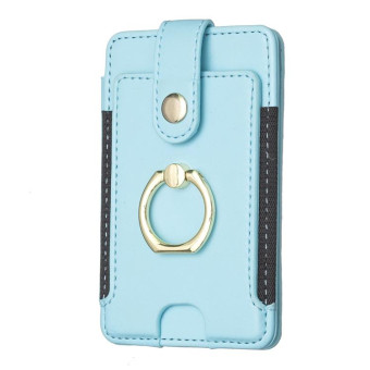 BFK03 Metal Ring Card Bag Mobile Phone Back Sticker(Blue)