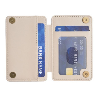 BFK01 Grid Pattern Card Bag Mobile Phone Back Sticker(Beige)