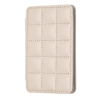 BFK01 Grid Pattern Card Bag Mobile Phone Back Sticker(Beige)
