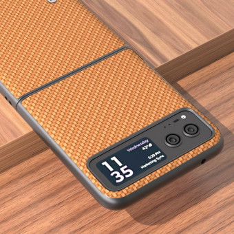 For Motorola Razr 40 ABELL Carbon Fiber Protective Phone Case(Light Brown)