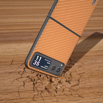 For Motorola Razr 40 ABELL Carbon Fiber Protective Phone Case(Light Brown)