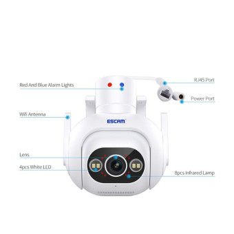 ESCAM PT304 HD 4MP Humanoid Detection Tracking WiFi Connection Sound Alarm Intelligent Night Vision H.265 Camera(AU Plug)