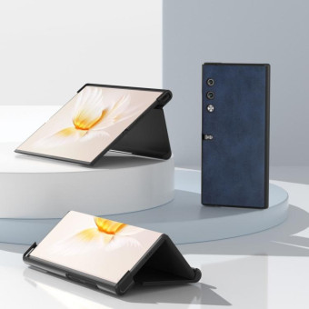 For Honor V Purse ABEEL Black Edge Cowhide Texture PU Phone Case(Blue)