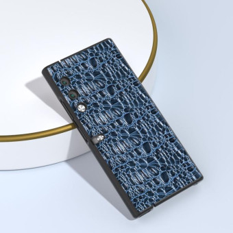 For Honor V Purse Genuine Leather Canopy Black Edge Phone Case(Blue)