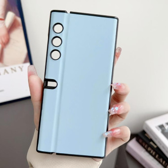 For Honor V Purse Morandi Solid Color Leather Texture Phone Case(Blue)