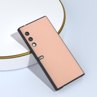 For Honor V Purse Genuine Leather + PC Litchi Texture Phone Case(Pink Gold)