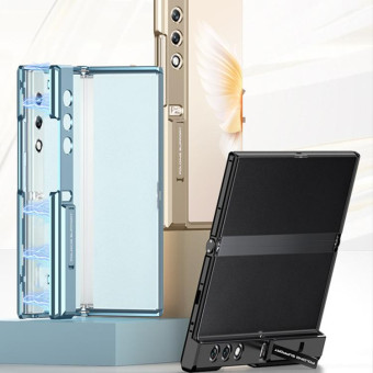 For Honor V Purse GKK Integrated Magnetic Folding Metal Full Coverage Phone Case(Black)