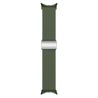 For Google Pixel Watch / Watch 2 Nylon Loop Magnetic Buckle Watch Band(Dark Olive)