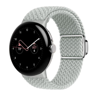 For Google Pixel Watch / Watch 2 Nylon Loop Magnetic Buckle Watch Band(Light Grey)