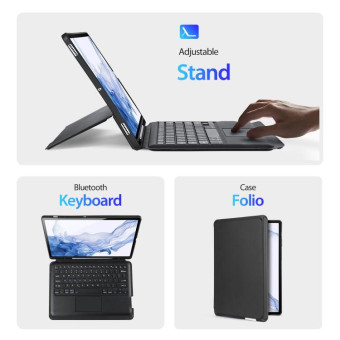 For Samsung Galaxy Tab S8+ / S7+ / S7 FE DUX DUCIS DK Floating Magnetic Keyboard Leather Tablet Case(Black)