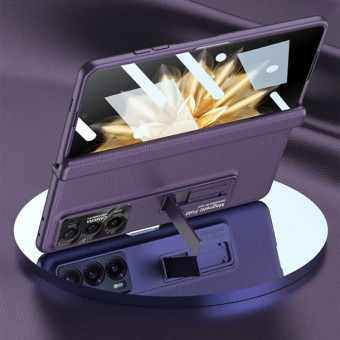 For Honor Magic V2 GKK Integrated Magnetic Hinge Flip Leather Phone Case with Holder(Gold)