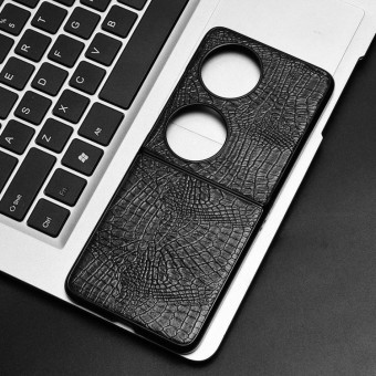 For Huawei Pocket 2 Crocodile Texture Leather Folding Phone Case(Black)