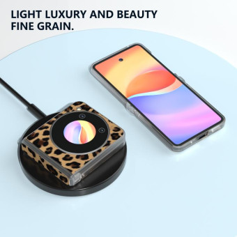For ZTE nubia Flip ABEEL Three Parts Frosted Transparent Frame Leopard Pattern Phone Case(Leopard Print)