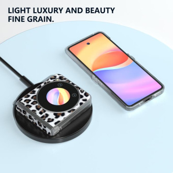 For ZTE nubia Flip ABEEL Three Parts Frosted Transparent Frame Leopard Pattern Phone Case(Silver Leopard)