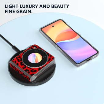 For ZTE nubia Flip ABEEL Three Parts Frosted Transparent Frame Leopard Pattern Phone Case(Red Leopard)