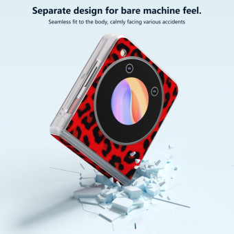 For ZTE nubia Flip ABEEL Three Parts Frosted Transparent Frame Leopard Pattern Phone Case(Red Leopard)