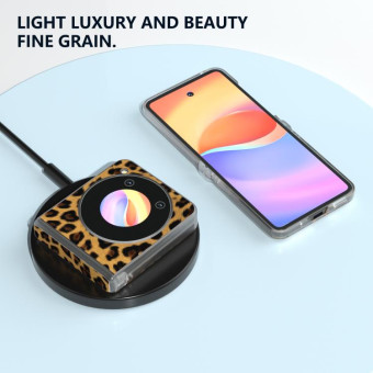 For ZTE nubia Flip ABEEL Three Parts Frosted Transparent Frame Leopard Pattern Phone Case(Gold Leopard)