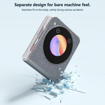 For ZTE nubia Flip ABEEL Three Parts Frosted Transparent Frame Diamond Phone Case(Black)