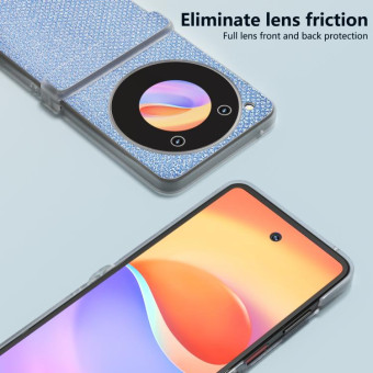 For ZTE nubia Flip ABEEL Three Parts Frosted Transparent Frame Diamond Phone Case(Blue)