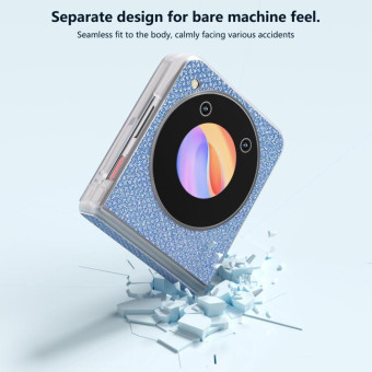 For ZTE nubia Flip ABEEL Three Parts Frosted Transparent Frame Diamond Phone Case(Blue)