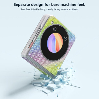 For ZTE nubia Flip ABEEL Three Parts Frosted Transparent Frame Diamond Phone Case(Rainbow)