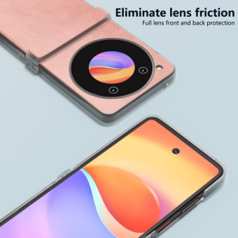 For ZTE nubia Flip ABEEL Three Parts Frosted Transparent Frame Two-color Calf Texture PU Phone Case(Pink)